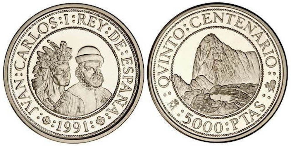 5000 PESETAS 1991, PIZARO Y ATAHUALPA.