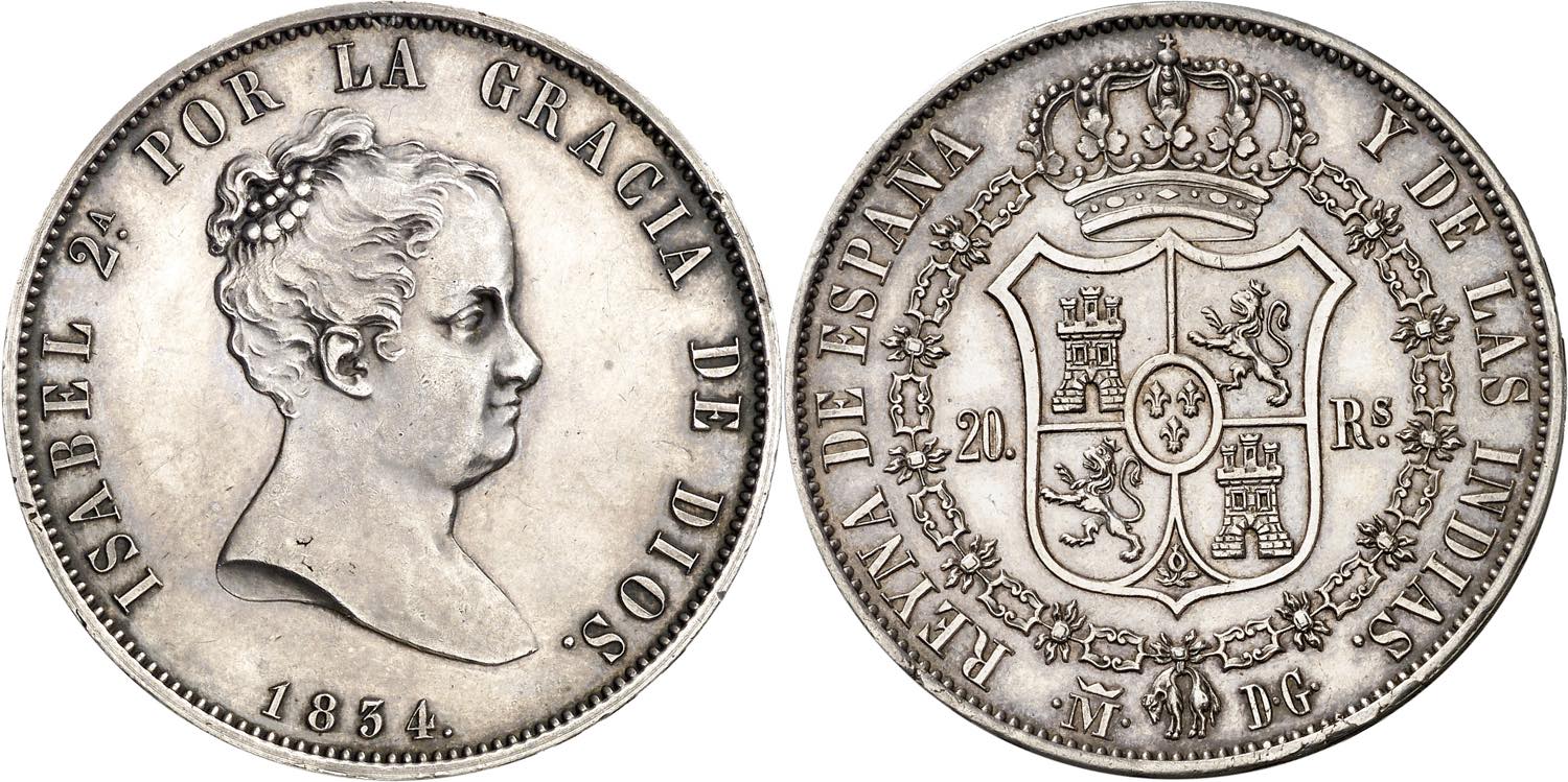 20 REALES – MADRID, 1834 (DG)