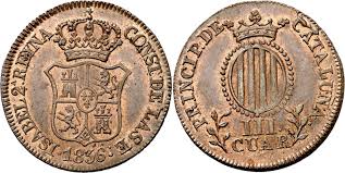 3 CUARTOS – Cataluña, 1836 (III·QUAR·CATHAL)
