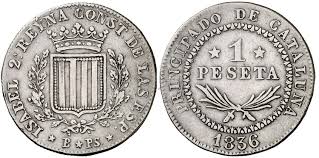 1 PESETA – Barcelona, 1836 (PS, CANTO ESTRIADO)