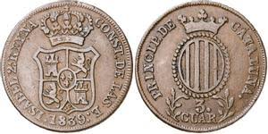 3 CUARTOS (cobre) – Cataluña, 1839