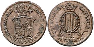 3 CUARTOS (cobre) – Cataluña, 1840