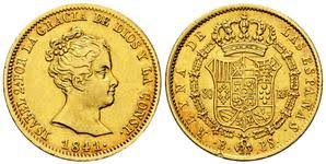 80 REALES (oro) – Madrid, 1841 — Busto grande · cuello grande (BG·CG)