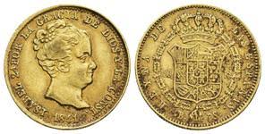 80 REALES (oro) – Madrid, 1841 — Busto grande · cuello pequeño (BG·CP)