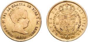 80 REALES (oro) – Barcelona, 1844 (CC)