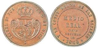 ½ REAL (cinco décimas, cobre) – Segovia, 1848