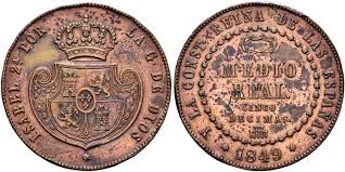 ½ REAL (cinco décimas, cobre) – Segovia, 1849