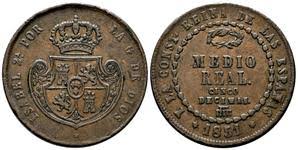 ½ REAL (cinco décimas, cobre) – Segovia, 1851