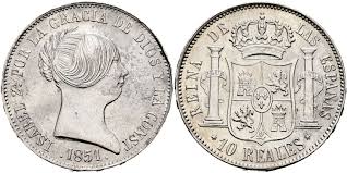 10 REALES (plata) – Madrid, 1851 (CL)