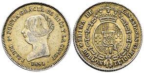 100 REALES – DOBLÓN (oro) – Barcelona, 1851 (PS)