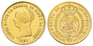 100 REALES – DOBLÓN (oro) – Sevilla, 1851 (RD)