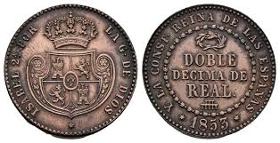 DOBLE DÉCIMA DE REAL (cobre) – Segovia, 1853
