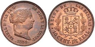10 Céntimos de Real (cobre) – Segovia, 1854