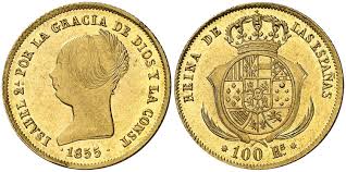 100 Reales (oro) – Barcelona, 1855