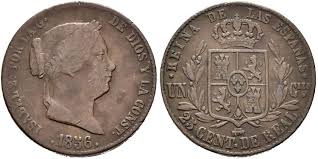 25 Céntimos de Real – Segovia, 1856