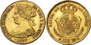 Moneda: 100 Reales (oro) – Sevilla, 1856