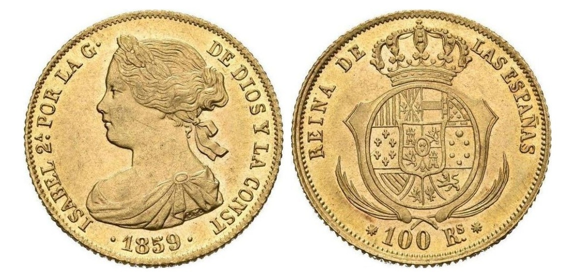 100 Reales (Oro) – Barcelona, 1859