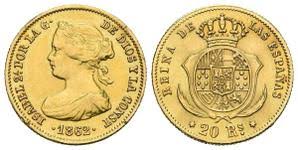 20 Reales (2 Escudos) – Madrid, 1862 – Oro