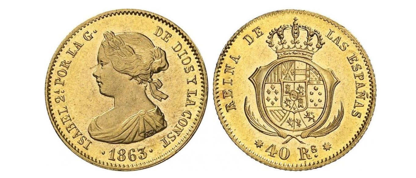 40 Reales – Barcelona, 1863 (Oro)