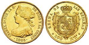 100 Reales – España (Madrid), 1863 (Oro)
