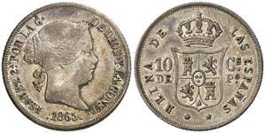 10 Céntimos de Peso – Manila, 1865