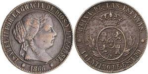 1 Céntimo de Escudo – 1866, OM (Cobre)