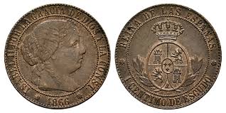 1 Céntimo de Escudo – 1866, Barcelona (Cobre, sin OM)