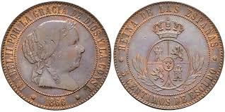 5 Céntimos de Escudo – 1866, Barcelona (Cobre, con OM)