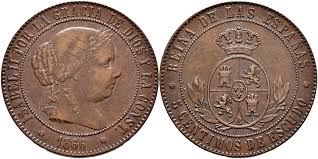 5 Céntimos de Escudo – 1866, Barcelona (Cobre, sin OM)