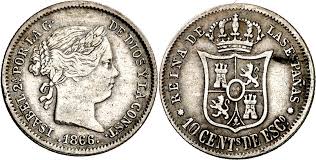 10 Céntimos de Escudo – 1866, Sevilla (Plata)