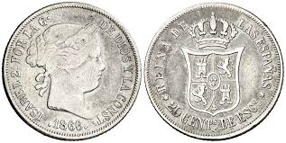20 Céntimos de Escudo – 1866, Madrid (Plata)