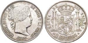 2 Escudos – 1866, Madrid (Plata)