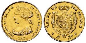 4 Escudos – 1866, Madrid (Oro)