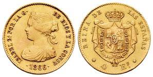 4 Escudos – 1866, Sevilla (Oro)