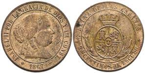 2 ½ Céntimos de Escudo – Jubia, 1867 (Cobre, OM)