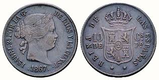 10 Céntimos de Peso – Manila, 1867 (Plata)