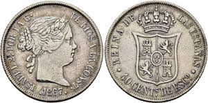 40 Céntimos de Escudo – Barcelona, 1867 (Plata)