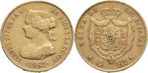 4 Escudos – Madrid, 1867 (Oro)