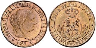 2 ½ Céntimos de Escudo – Barcelona (Isabel II) 1867