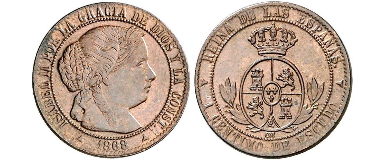 1 Céntimo de Escudo – Segovia, 1868 (Cobre, OM)