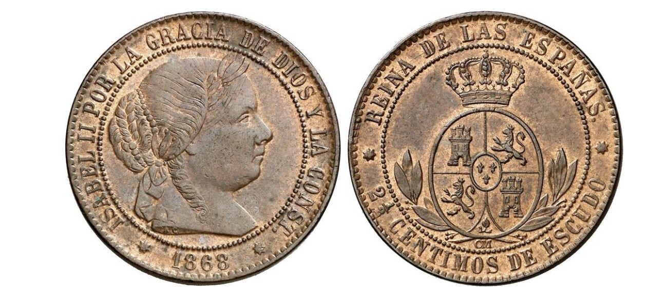 2 ½ Céntimos de Escudo – Sevilla, 1868 (Cobre, OM)
