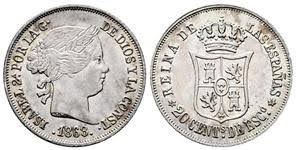 20 Céntimos de Escudo – 1868 (Plata, OM)
