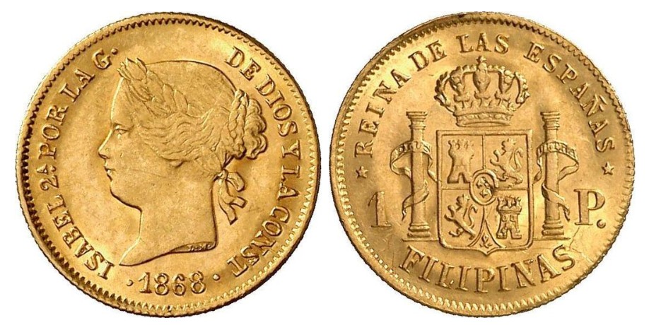 1 Peso – Manila, 1868 (Oro)