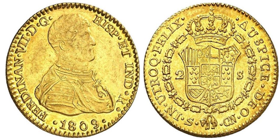 2 escudos – Sevilla oro 1809 C.N