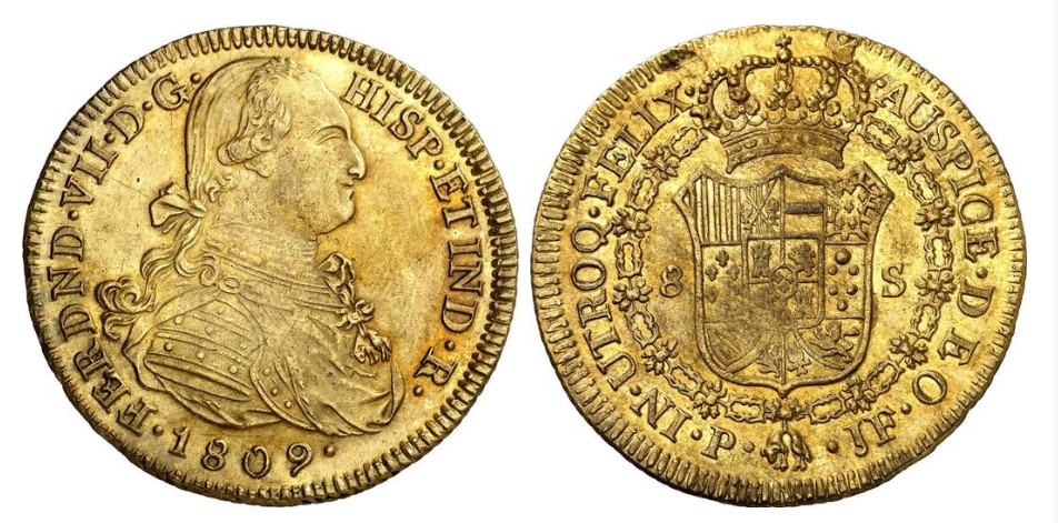 8 escudos – Nuevo Reino oro 1809 J.F