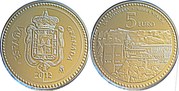 5 Euros - Plata 925 2012 (Granada - La Alhambra y Sierra Nevada)